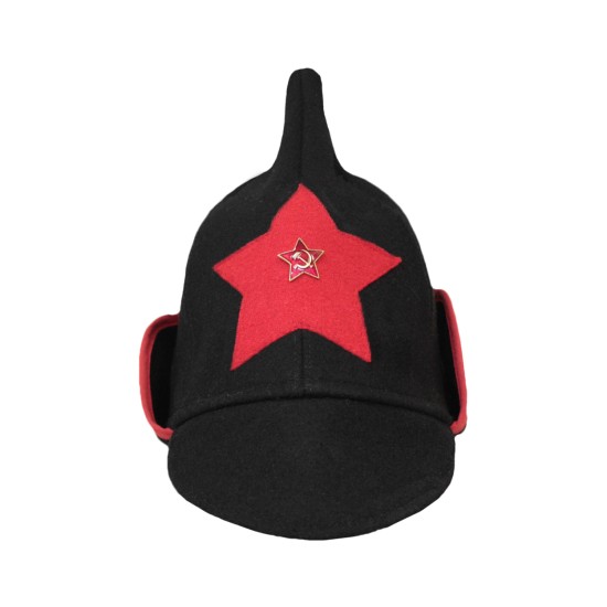 Infantería RKKA Ejército Rojo Sombrero negro de lana rusa BUDENOVKA