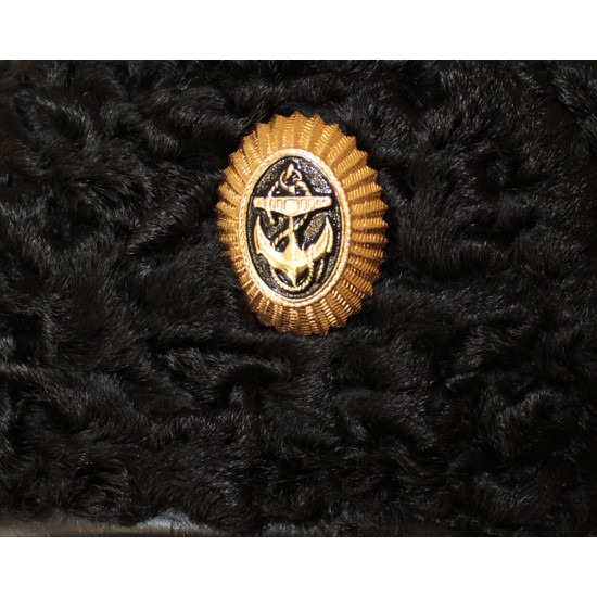 Soviet Black Karakul BTK Beret with ANCHOR BADGE