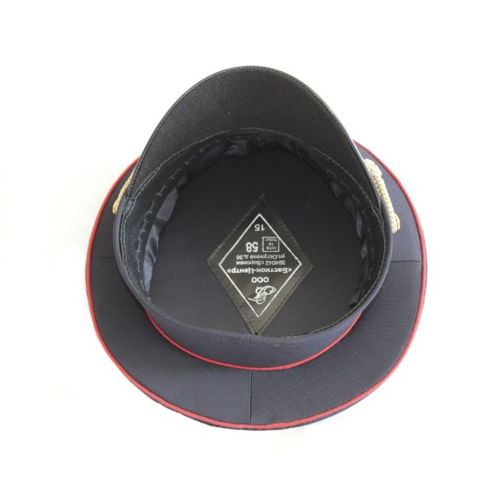 Sombrero de gorra / visera con visera azul de la policía rusa con insignia y cordón KGB