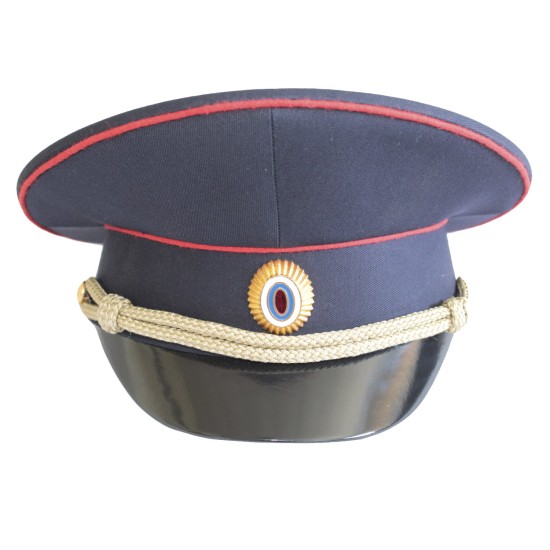 Casquette / casquette à visière bleue de la police russe avec insigne et cordon KGB