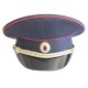 Cappello con visiera e visiera blu della polizia russa con stemma e cordoncino KGB