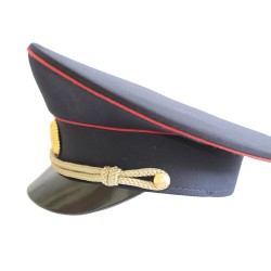 Soviet Police blue peaked cap / visor hat with insignia and cord