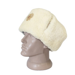 Chapeau d'hiver soviétique militaire USHANKA en fourrure blanche avec double aigle