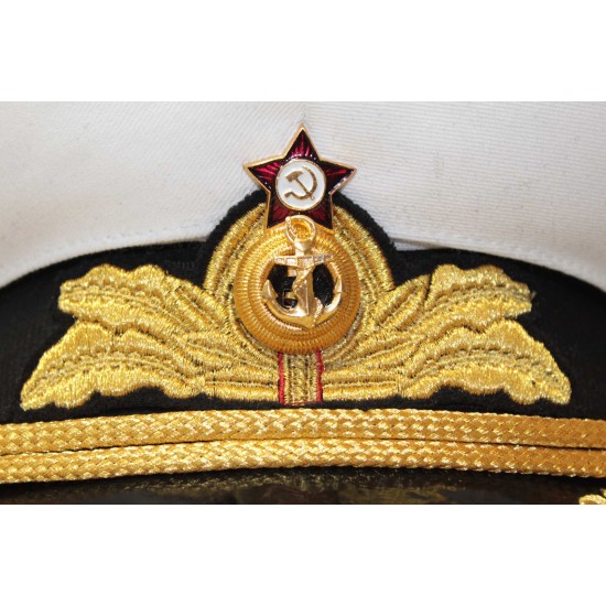 Sowjetischen / russischen Marine-Admiral cremig Parade Visier Hut