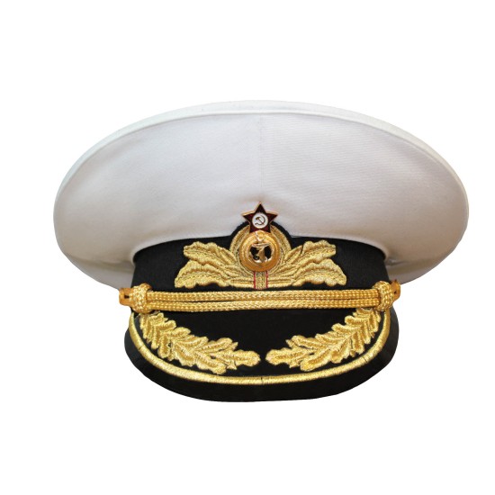 Cappello da visiera parata cremisi sovietico / russo Admiral