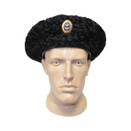 Soviet Black Karakul BTK Beret with ANCHOR BADGE