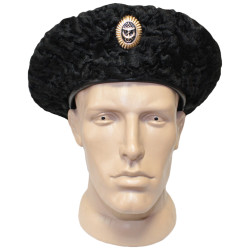 Soviet Black Karakul BTK Beret with ANCHOR BADGE