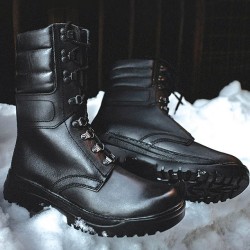 Black leather high winter boots Mont Blanc 528