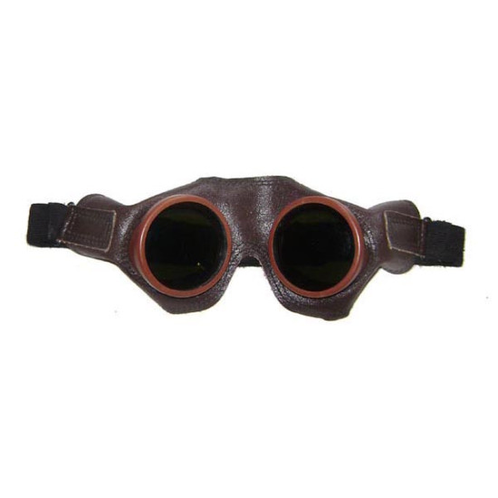 ソ連空軍パイロットレザーゴーグル、金属ケース付きソ連軍用保護メガネ