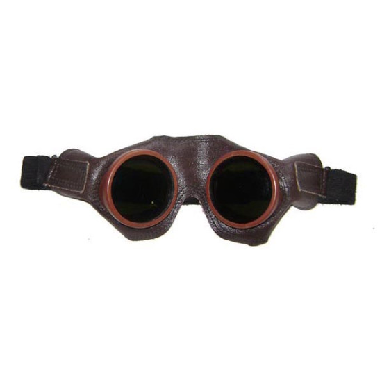 Soviet Air Force pilot leather goggles with metal case USSR military protection glasses