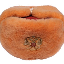 Russian winter souvenir earflaps hat orange ushanka