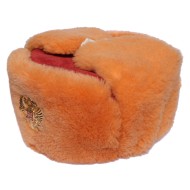 ロシアの冬のお土産のイヤフラップ帽子オレンジのushanka