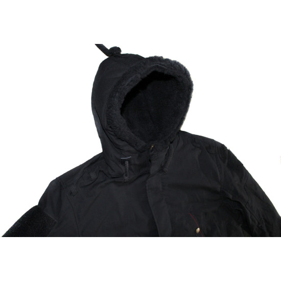 Warm Winter parka nero Giacca tattica con cappuccio Cappotto tipo Urban con cappuccio