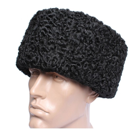 Sombrero de astrakhan negro de piel de invierno ruso Papaha