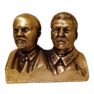Busto sovietico in bronzo russo di Lenin e Stalin