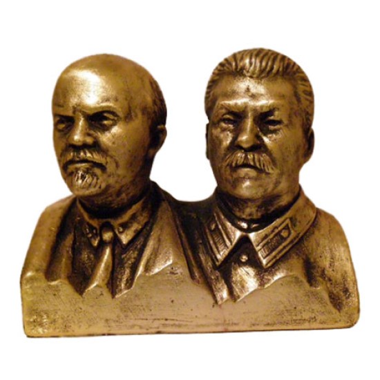 Russische Bronze-Sowjet-Büste von Lenin & Stalin
