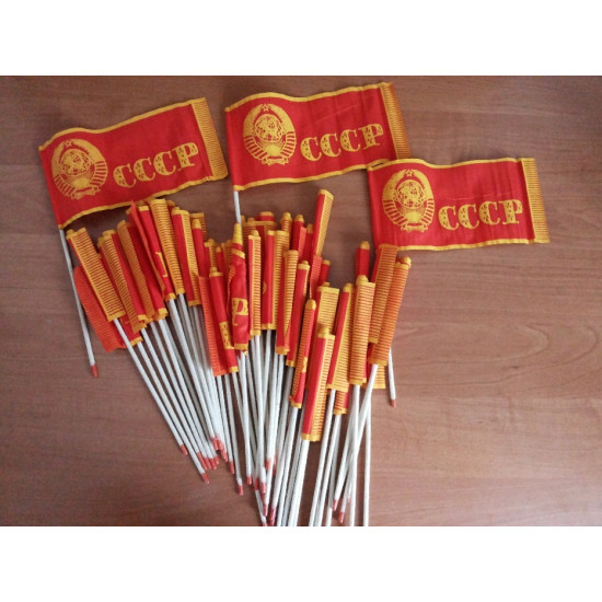 Petite parade soviétique drapeaux URSS avec armes CCCP logo vintage mémo