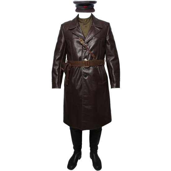 Committee of state security Agent old Leather Overcoat