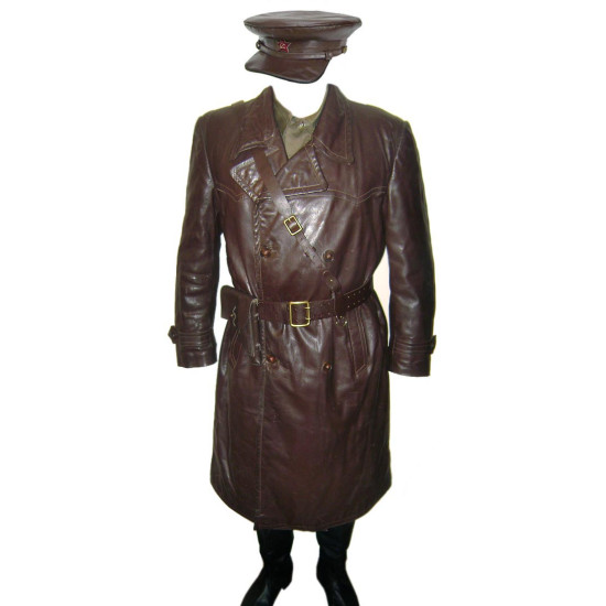 Committee of state security Agent old Leather Overcoat