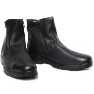 Black leather ankle boots on double zipper Army size 44 / US 11.5 / UK 10