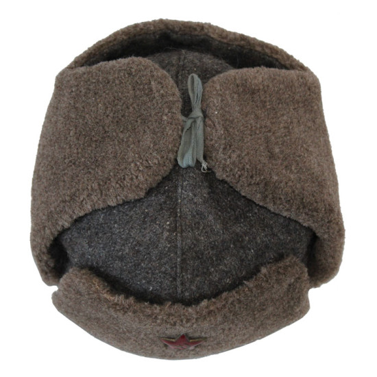 Antiguo auténtico sombrero de invierno soviético Ushanka Sombrero del ejército rojo tipo Segunda Guerra Mundial