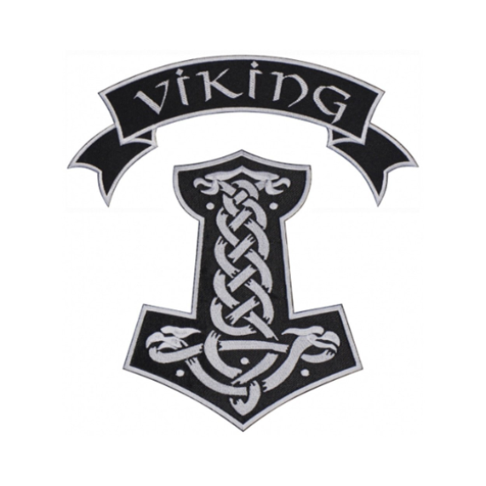 Mjolnir Thor's Hammer, Ribbon Embroidered Big Patch