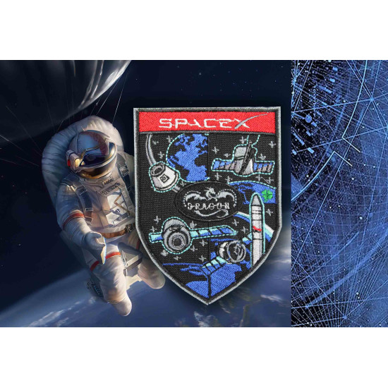 SpaceX Space Dragon Shuttle Elon Musk ISS Nasa sew-on sleeve patch