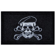 Marcar Skull In A Beret Juego militar Airsoft Iron-on Patch # 1