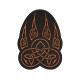 Toppa ricamata con ornamento celtico a forma di zampa di lupo