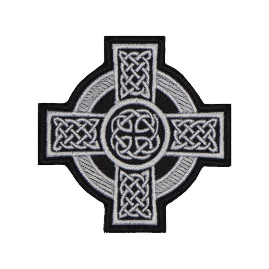 Celtic Ornament Cross Machine Embroidered Patch