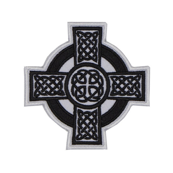 Celtic Ornament Cross Machine Embroidered Patch
