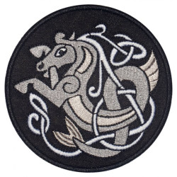 Patch brodé à la machine motif ornement celtique, noir / gris # 8