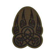 Paw trail wolf Celtic knot ornament embroidered khaki patch