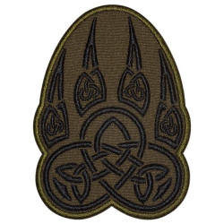 Patte de loup ornement noeud celtique brodé patch kaki