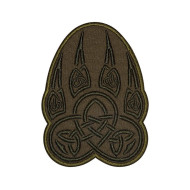 Paw trail wolf Celtic knot ornament embroidered khaki patch