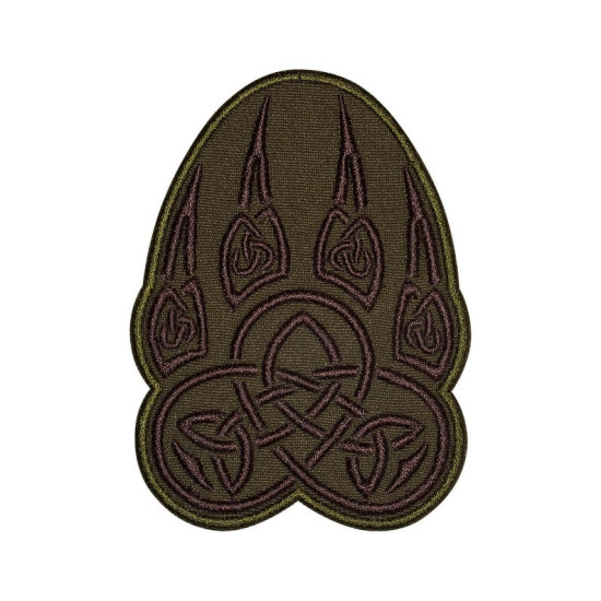 Paw trail wolf Celtic knot ornament embroidered khaki patch