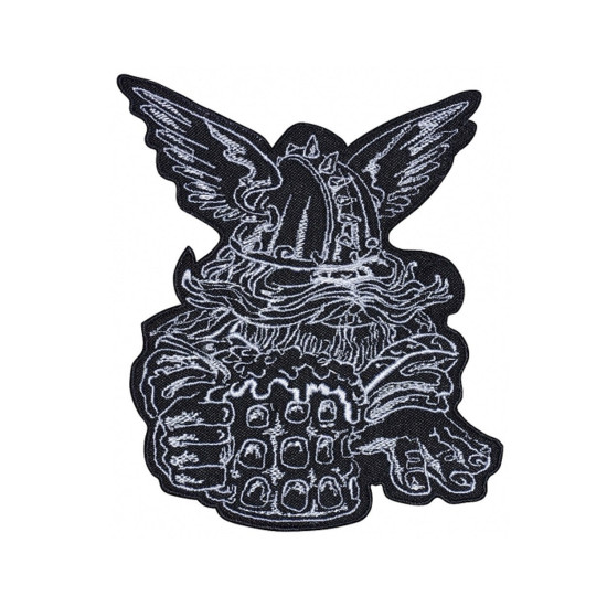 Viking Norse Beer Helmet Wings Embroidery Patch #1