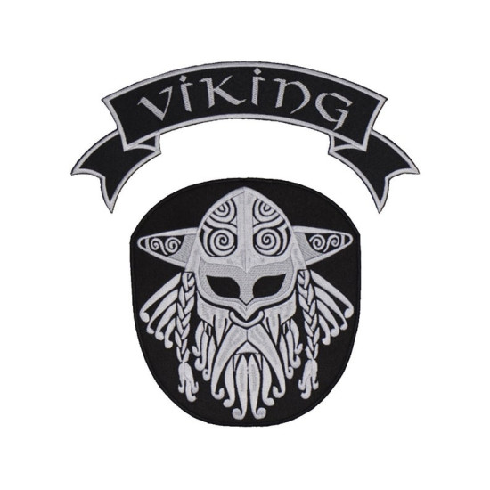 Viking Celtic Ornament Black White Embroidered Strip