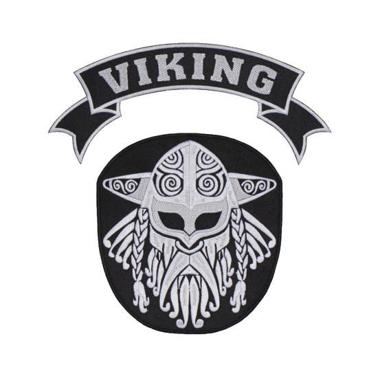 Viking Celtic Ornament Tira bordada en blanco y negro