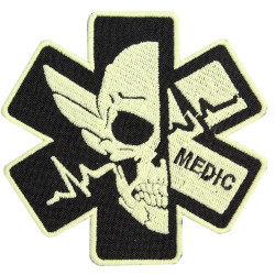 Airsoft game Glow in the Dark Skull Embroidery Sew-on Medic Sleeve patch