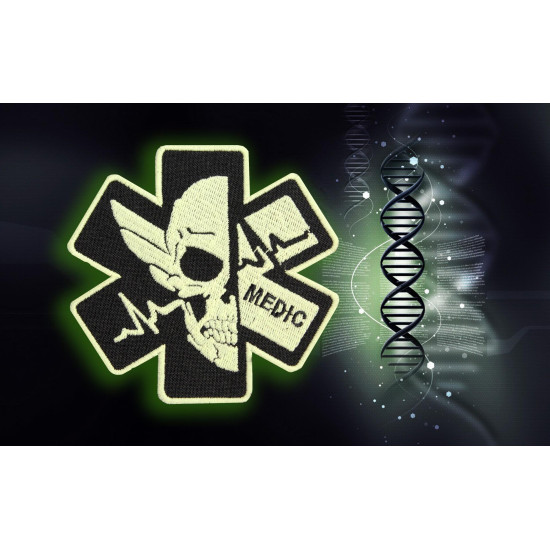 Jeu Airsoft Glow in the Dark Skull broderie à coudre Medic Sleeve patch