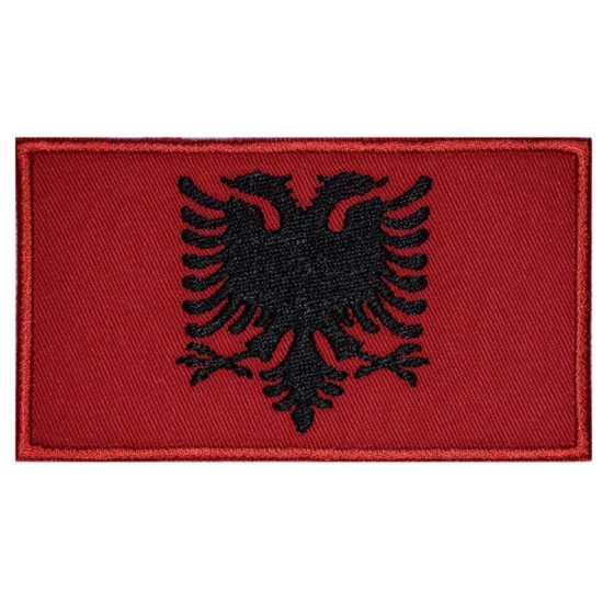 Bordado de la bandera de Albania Parche de hierro de alta calidad # 2