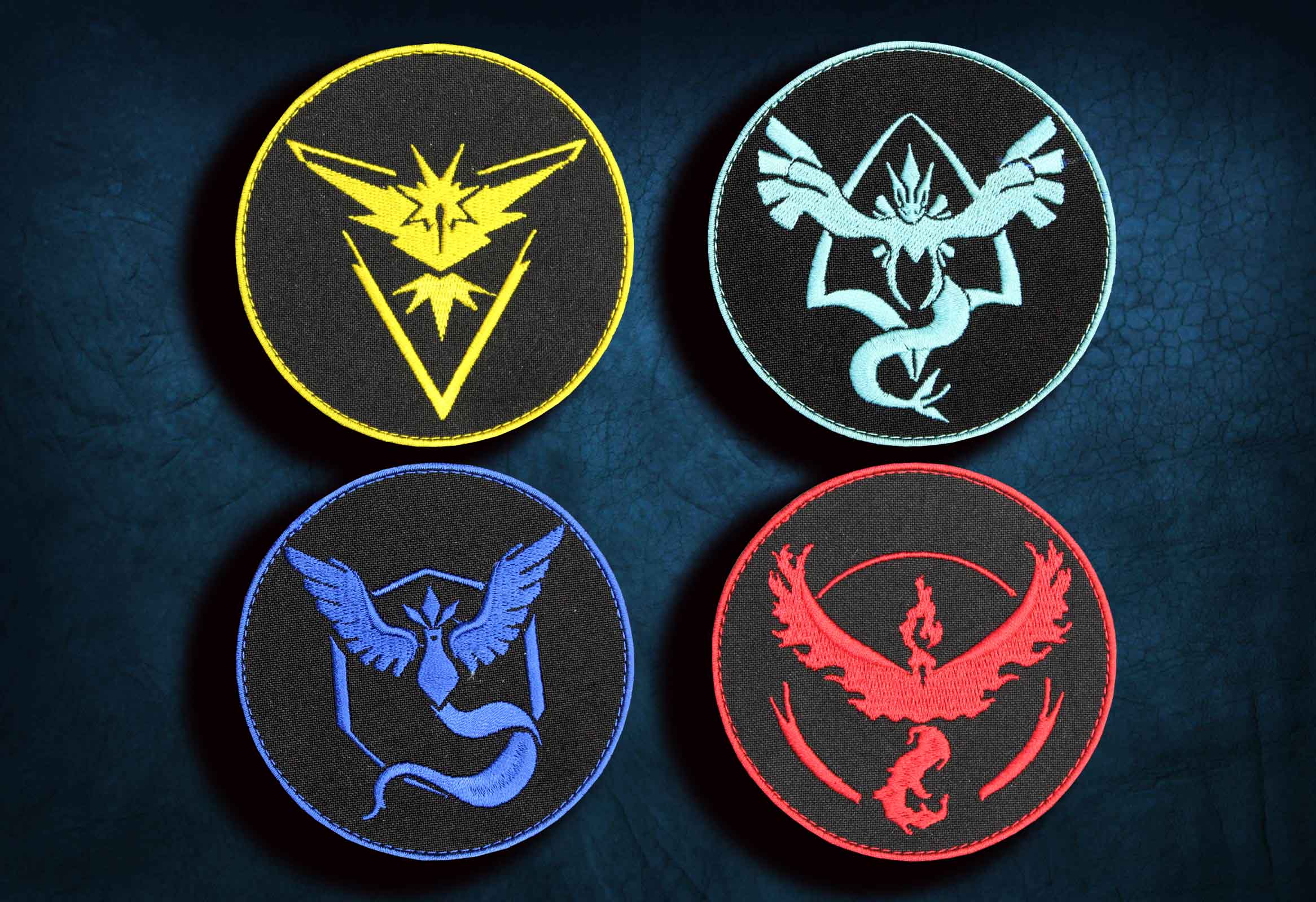 Pokemon Go Teams Embroidered Logo Sew-on Anime Sleeve patch, image size:2332x1600