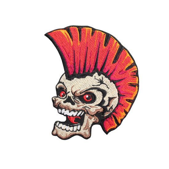 Skull Punk Rock Mohawk Rockabilly Biker Embroidery Patch