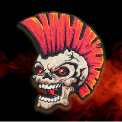 Skull Punk Rock Mohawk Rockabilly Biker Embroidery Patch