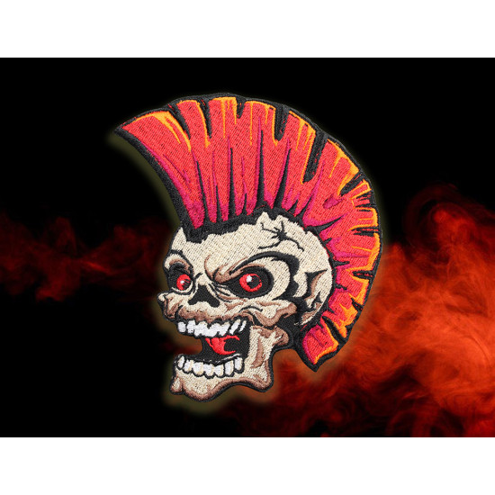 Patch per ricamo motociclista Rockabilly Skull Punk Rock Mohawk