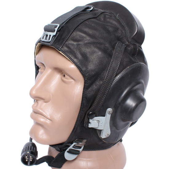 Casco volador de cuero de verano para piloto soviético