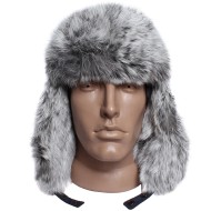 Earflaps winter ushanka hat with rabbit fur