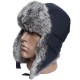 Earflaps winter ushanka hat with rabbit fur