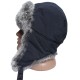 Earflaps winter ushanka hat with rabbit fur